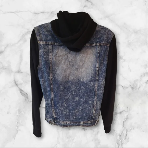 Carbon Denim With Sweatshirt Sleeve Jacket Size L - Picture 3 of 4